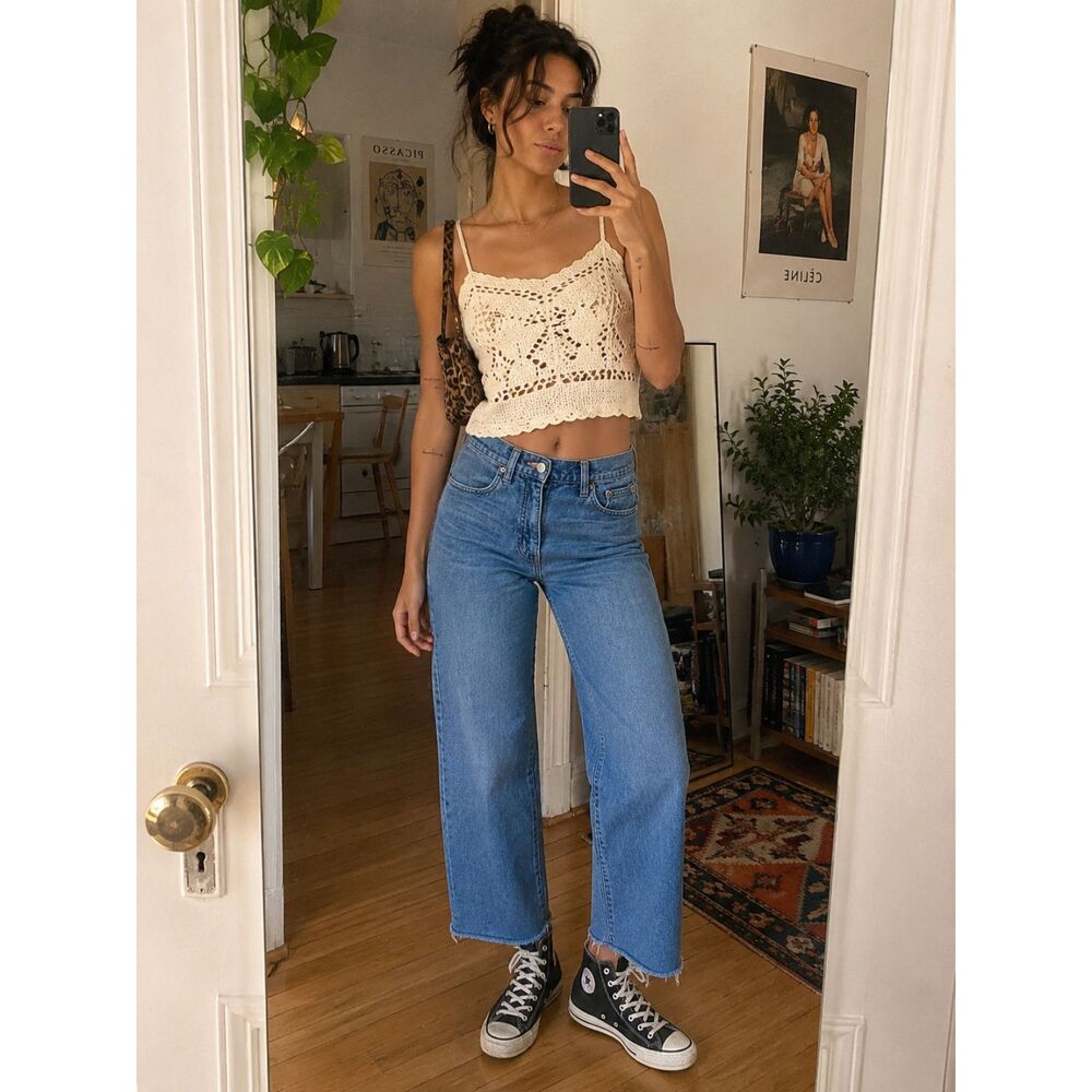 Madewell Blue Slim Wide Leg Crop Jeans Pants Trousers  Women's Size 26